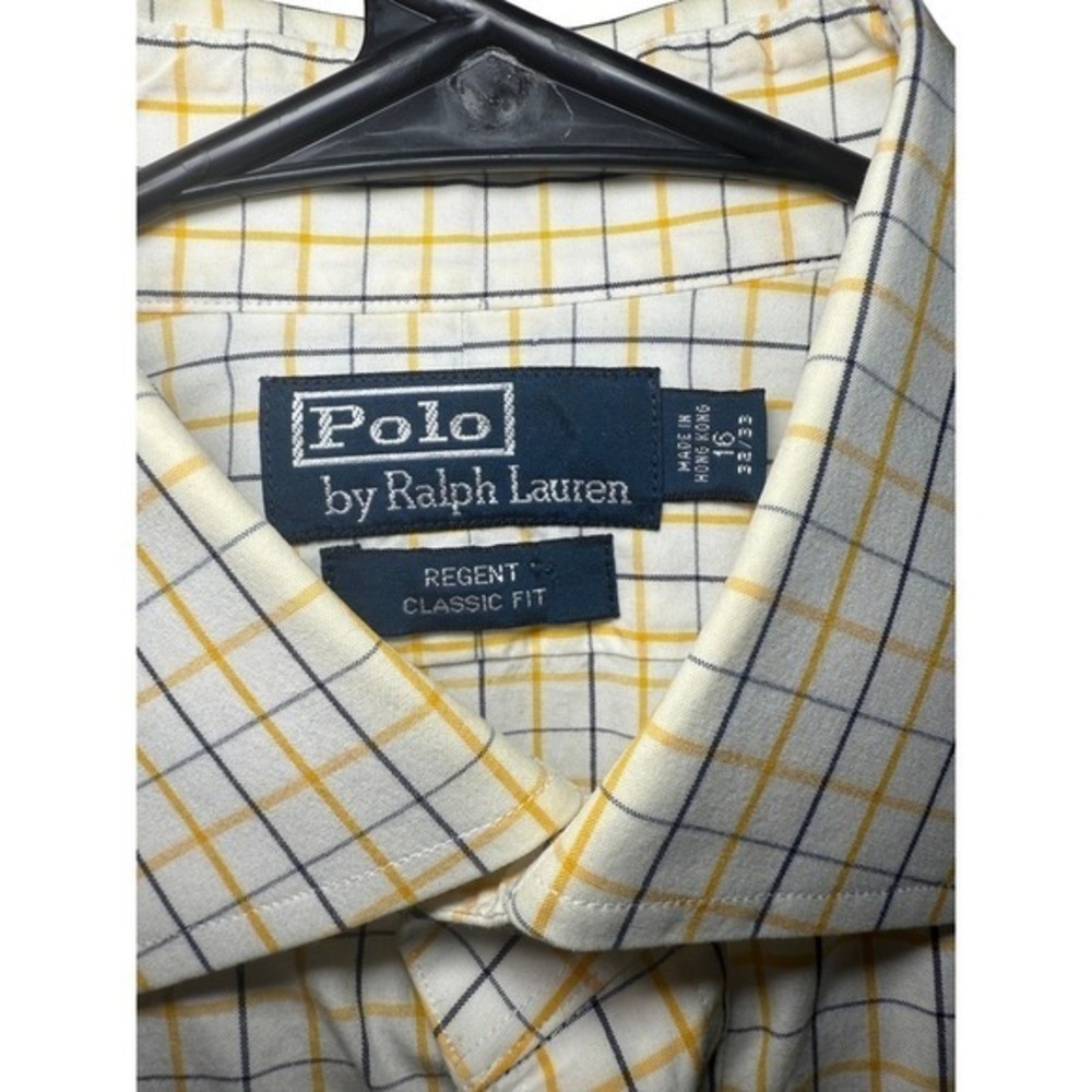 Polo Ralph Lauren Regent Classic Fit Shirt White Yellow Blue Check Size 16 32/33 - Picture 3 of 8